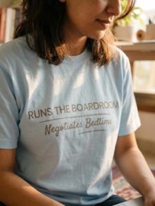 Runs the Boardroom. Negotiates Bedtime. – Adult Tee